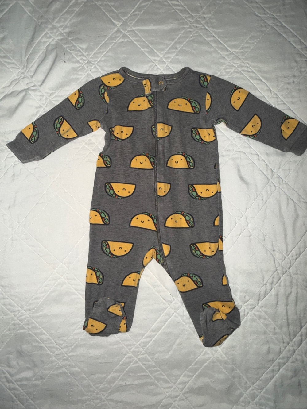 wonder nation Gray Footed One-Piece with Yellow Taco Print & Stars Moons bundle